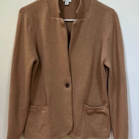 J Crew Sweater Blazer Cardigan 1-Button Pockets Collared Women’s M Tan - Picture 9 of 9